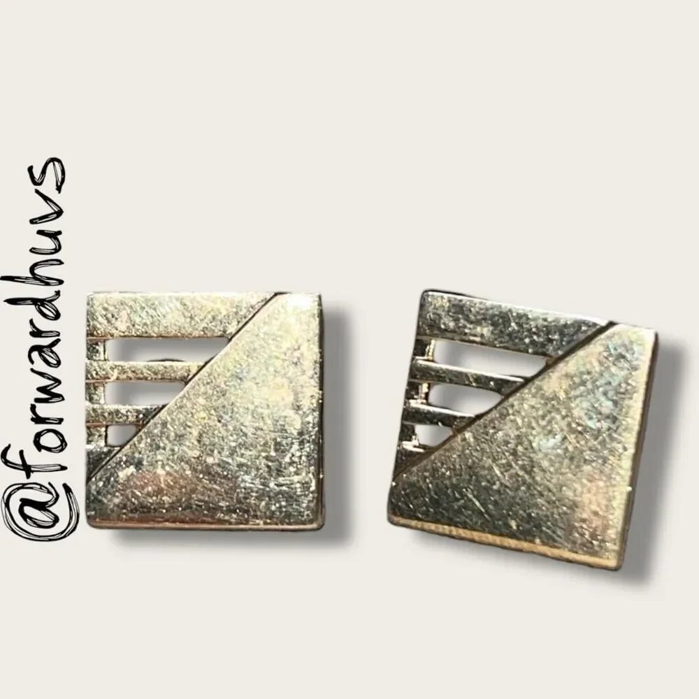 Swank Gold Tone Cufflinks – 3/4” Cutout Stripe Design